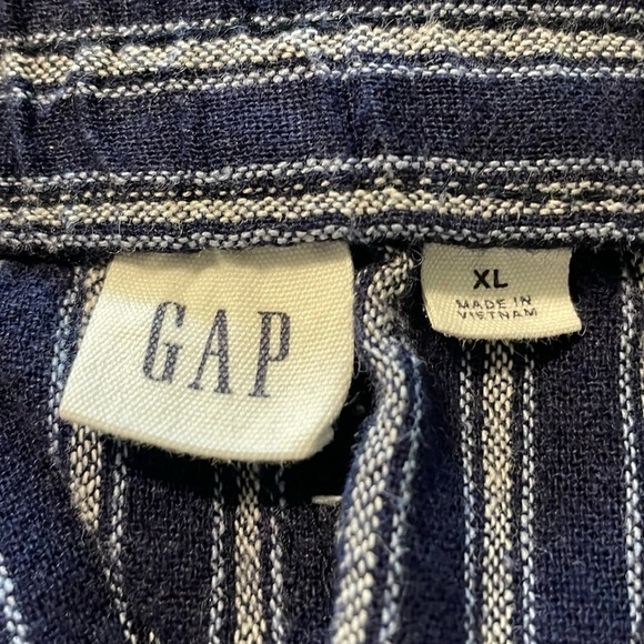 Gap Women Shorts XL Pull On Stretch Waist Blue & White Linen Striped Preppy - Picture 7 of 14
